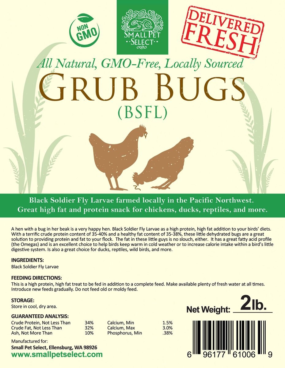 Small Pet Select Grub Bugs Black Soldier Fly Larvae Treats