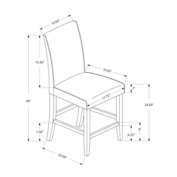 Dining Chair， Set Of 2， Counter Height， Upholstered， Kitchen， Dining Room， Beige Leather Look， Brown Wood Legs， Transitional