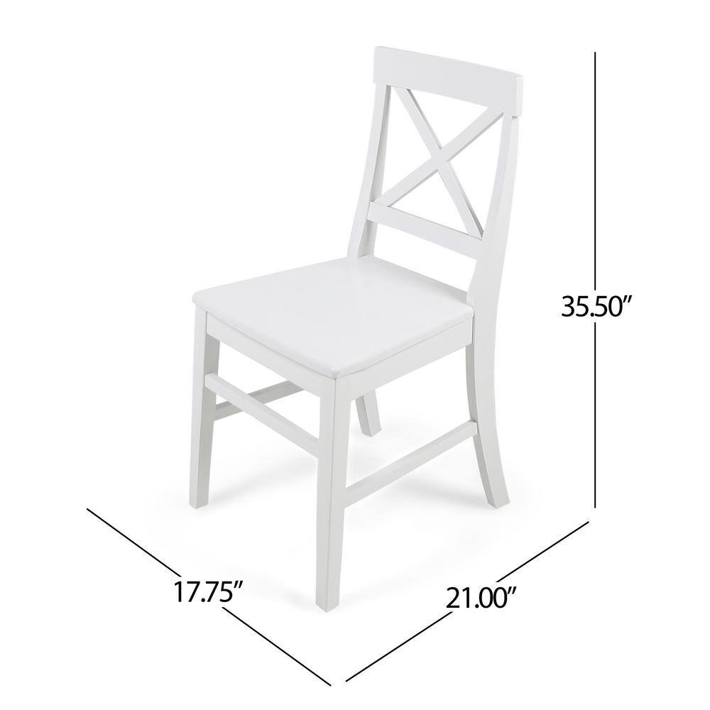 Noble House Roshan White Finish Wood Dining Chairs (Set of 2) 41121