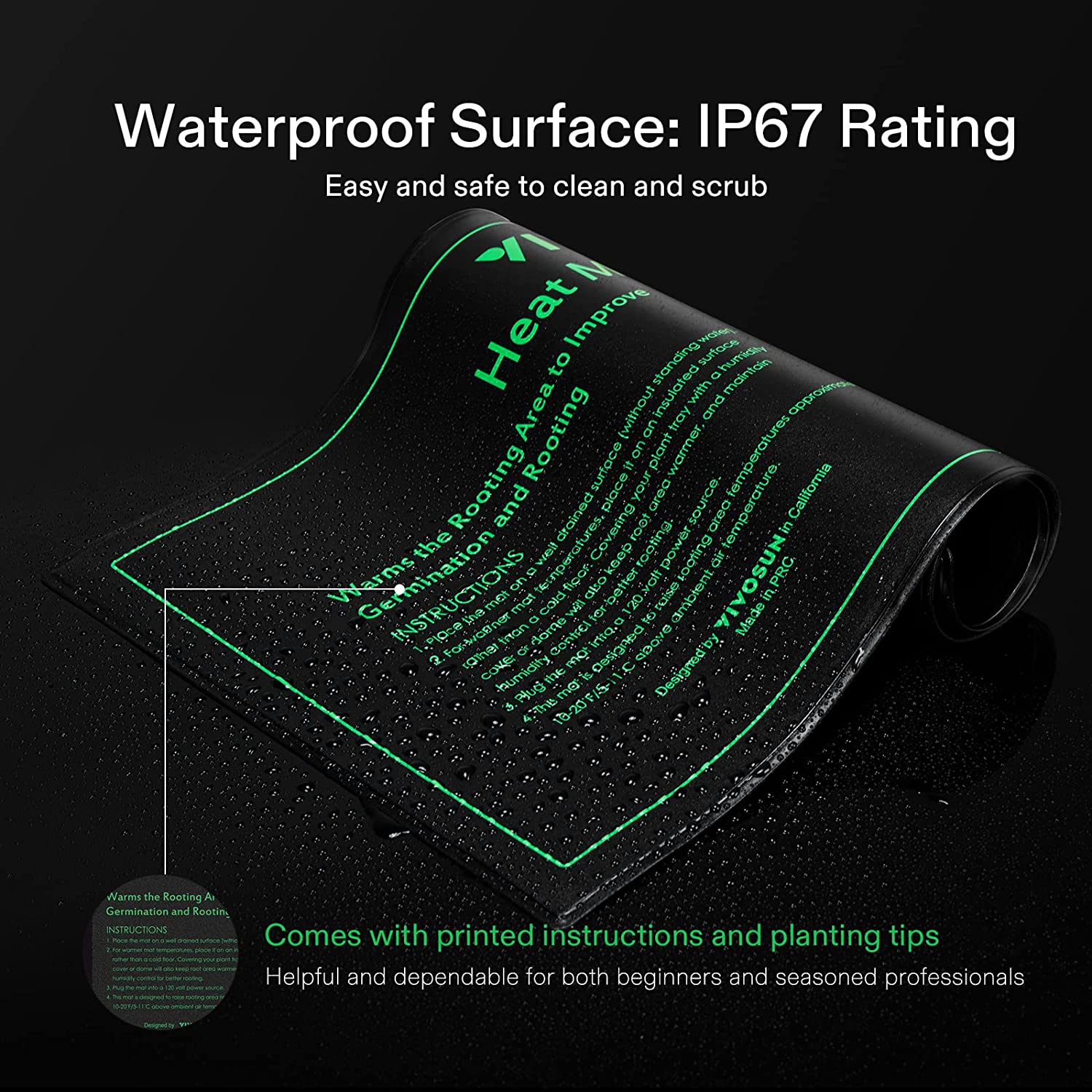 VIVOSUN Durable Waterproof Seedling Heat Mat Warm Hydroponic Heating Pad 10