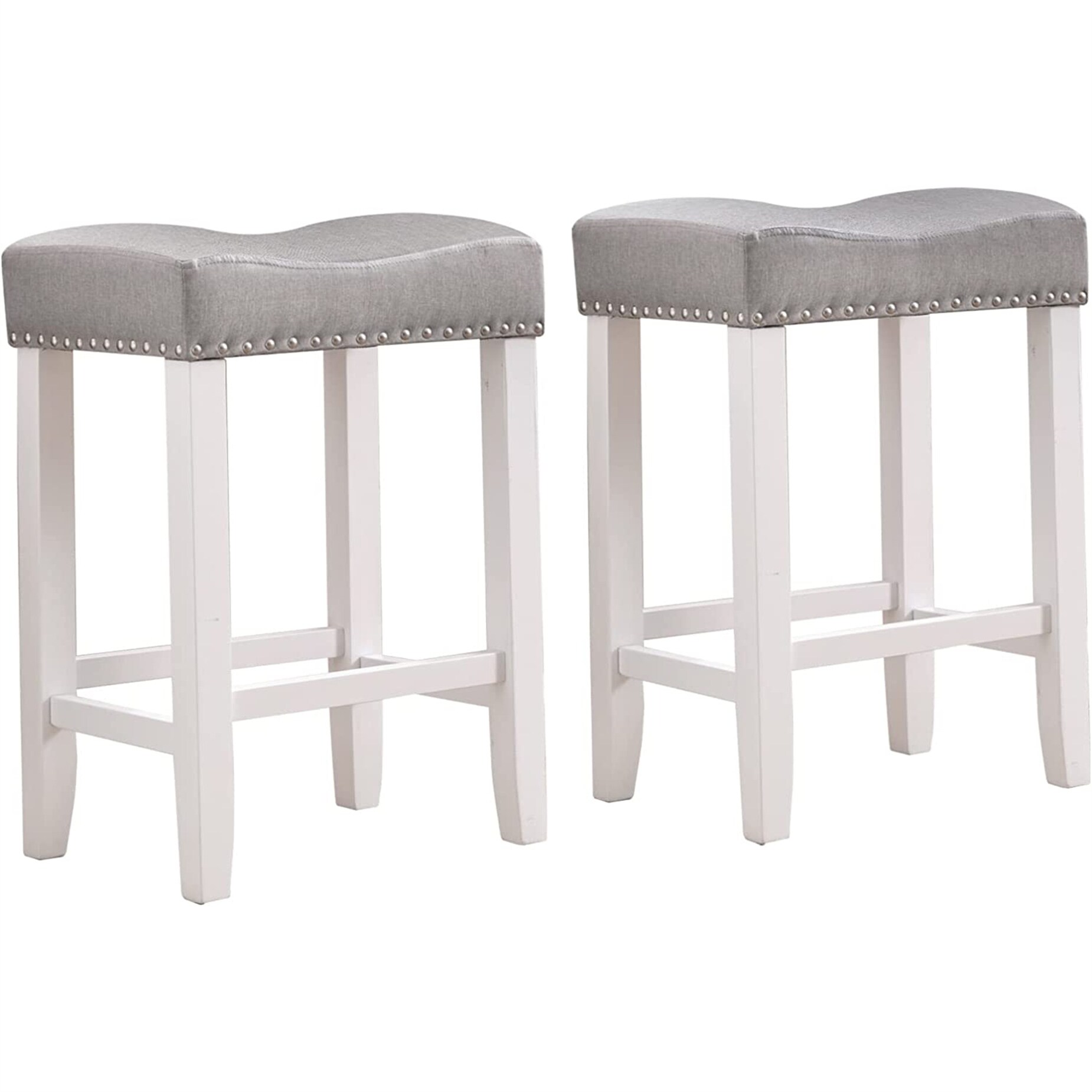 Backless Square Saddle Counter Stool Farmhouse Barstools (Set of 2)