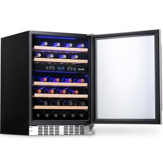 NewAir Dual Zone 24 in. 46-Bottle Built-In Wine Cooler Fridge with Recessed Kickplate and Quiet Operation in Stainless Steel NWC046SS01