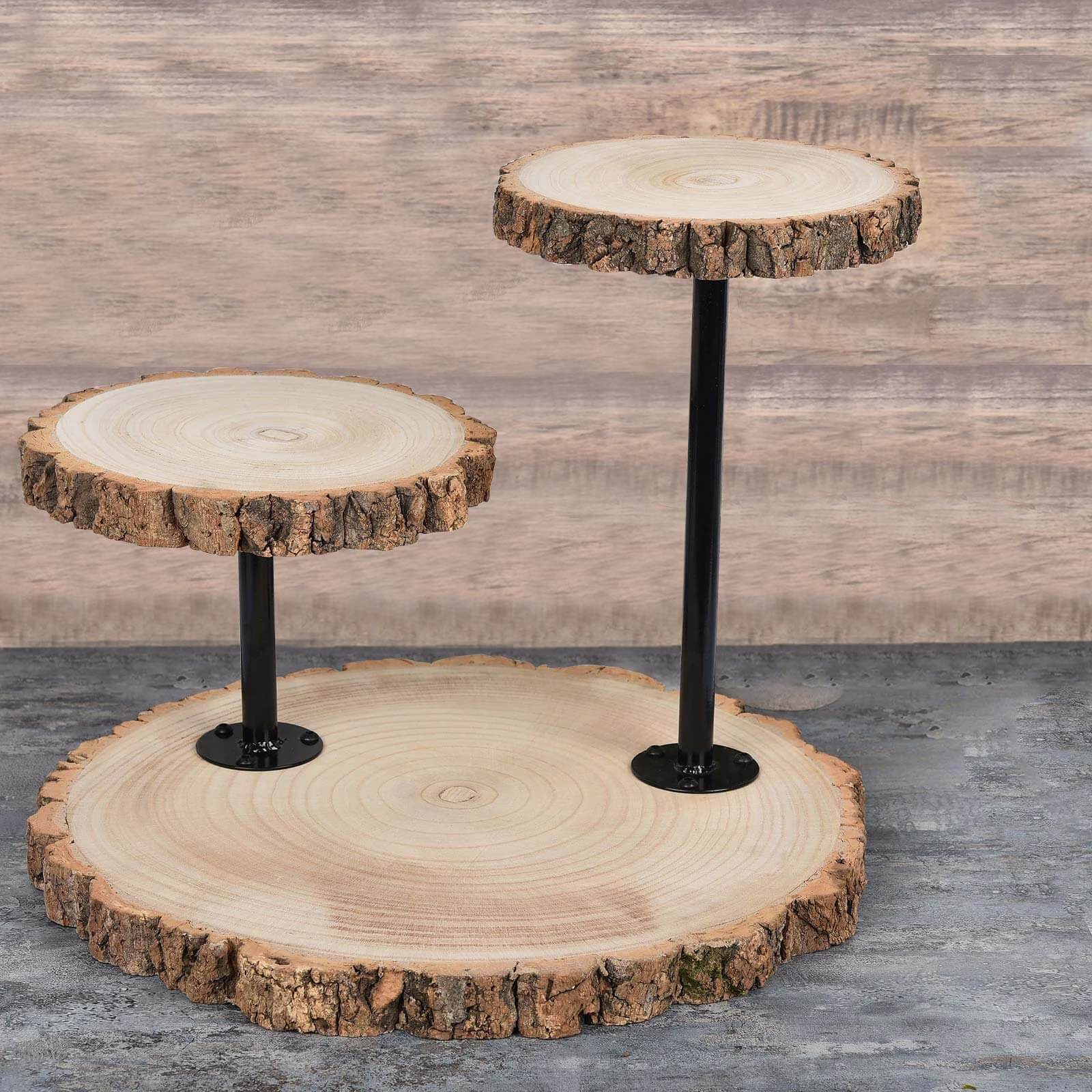 3-Tier Natural Wood Slice Cheese Board Cupcake Stand, Rustic Centerpiece - Assembly Tools Included 14