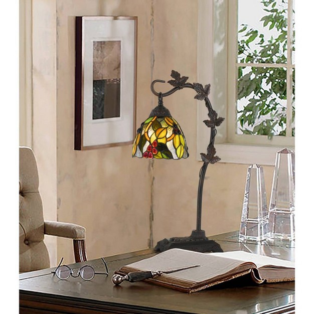 Metal Table Lamp With Hand Cut Glass  Shade Dark Bronze Cal Lighting