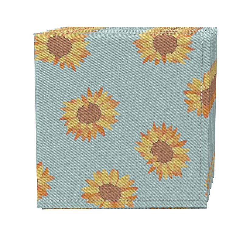 Napkin Set of 4， 100% Cotton， 20x20， Summer Sunflower