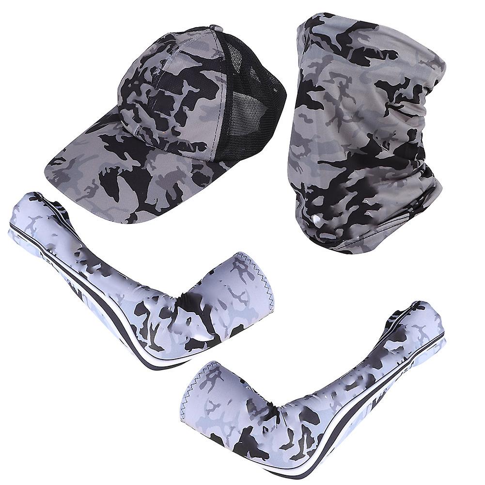 Outdoor Arm Sleeve Absorb Sweat Quickdry Sunscreen Breathable Hat For Cycling Fishingcamouflage Gray