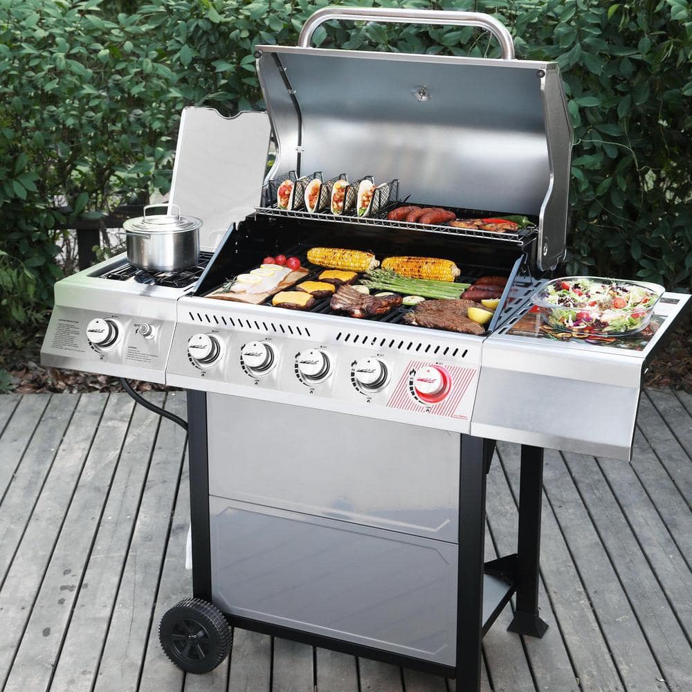 Royal Gourmet 5-Burner Propane Gas Grill in Stainless Steel with Sear Burner and Side Burner GA5401T