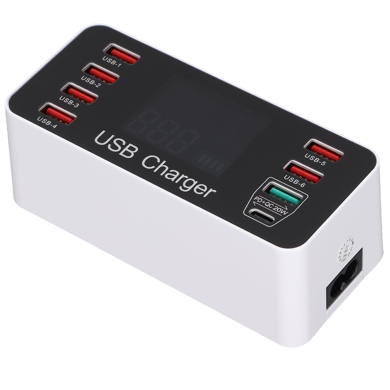 A9+ 8 Port Usb Charger 40w Fast Charging Qc 3.0 Usb C Multiple Usb Charging Stations With Lcd For Smartphones Tabletsus Plug