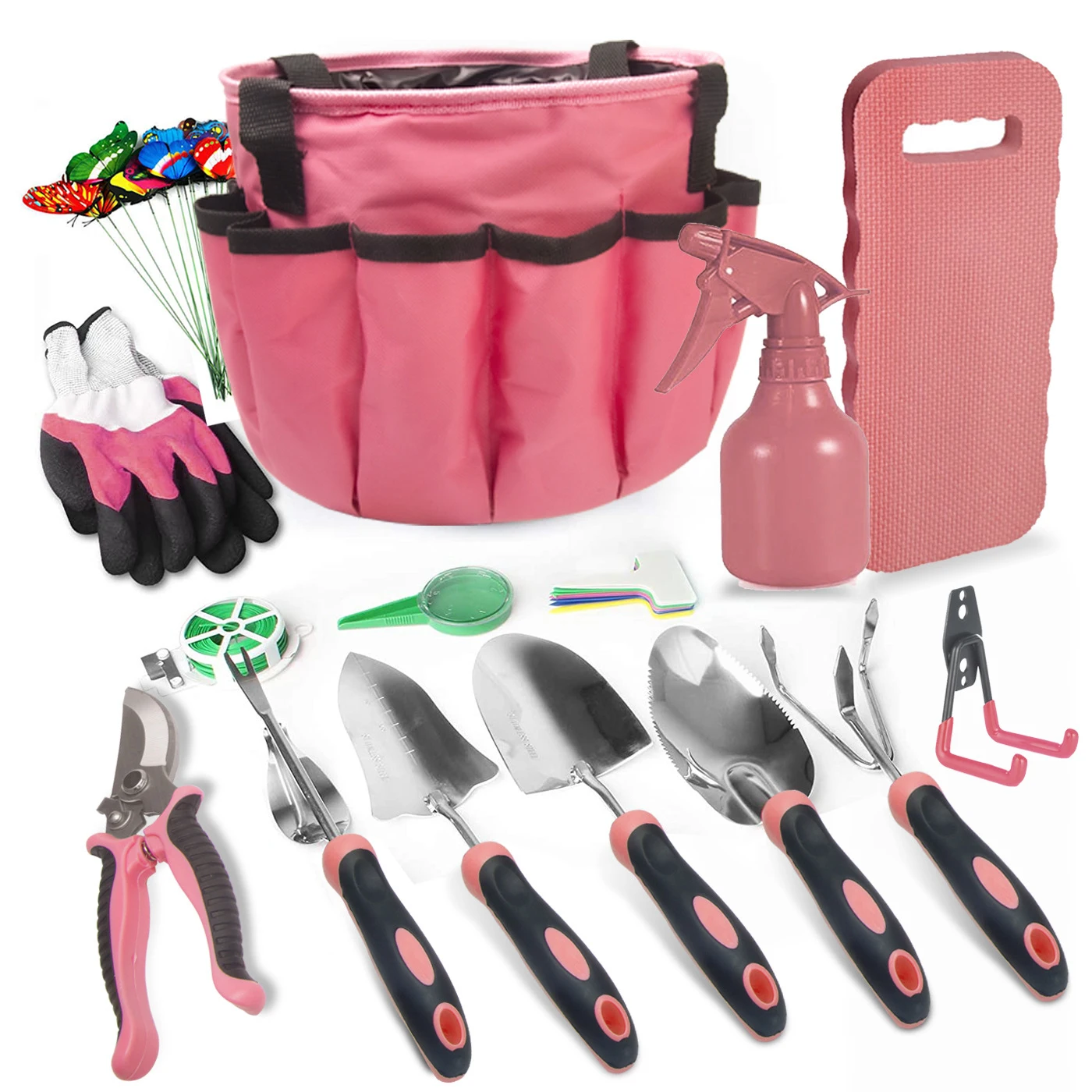 Hot Pink Stainless Steel Plastic Handle Watering Can Mowing Gift Weeding Pruning Shears Garden Tool Set