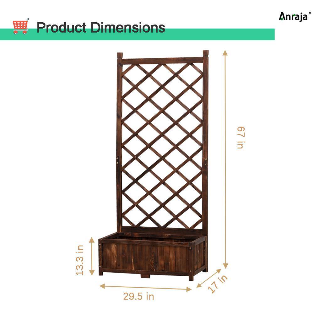 Anraja 67 in. Brown Wood Planter Box with Trellis Outdoor Flower Raised Garden Bed (2-Pack) KD-68BB-2