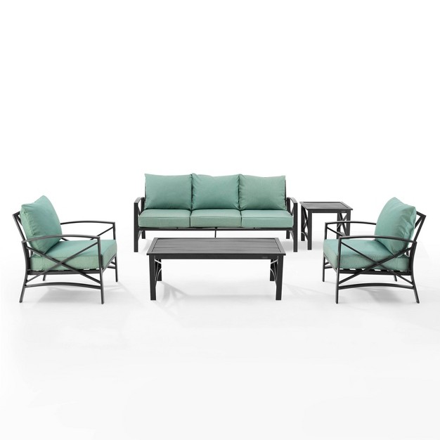 Kaplan 5pc Outdoor Sofa Set With Sofa amp 2 Chairs With Coffee Table amp Side Table Crosley