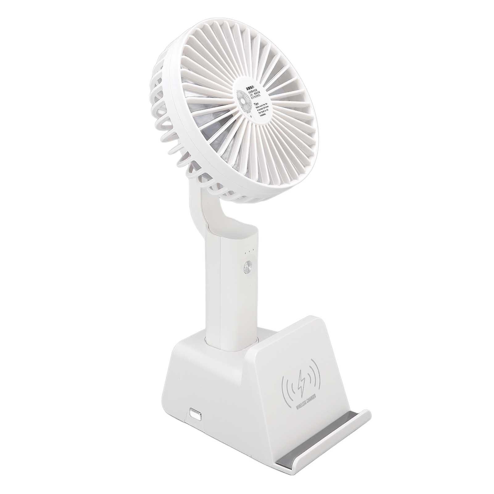 USB Handheld Fan 3 Levels Strong Wind Dual Power Supply Mode Portable Fan with Base for Office Home Travelling Shopping