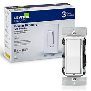 Leviton Decora 600-Watt Single-Pole3-Way Universal Rocker Slide Dimmer White (3-Pack) M02-DSL06-3PW