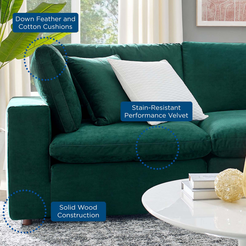 Commix Down Filled Overstuffed Performance Velvet 6 Piece Sectional   Contemporary   Sectional Sofas   by PARMA HOME  Houzz