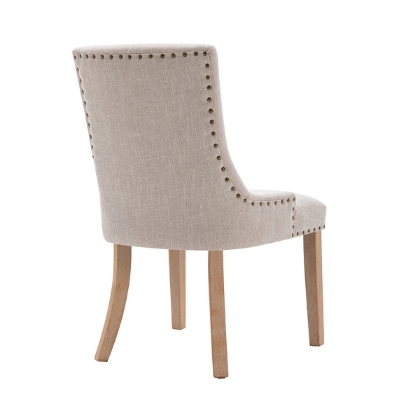 Set of 2 Fabric Dining Chairs Padded Chairs， Beige