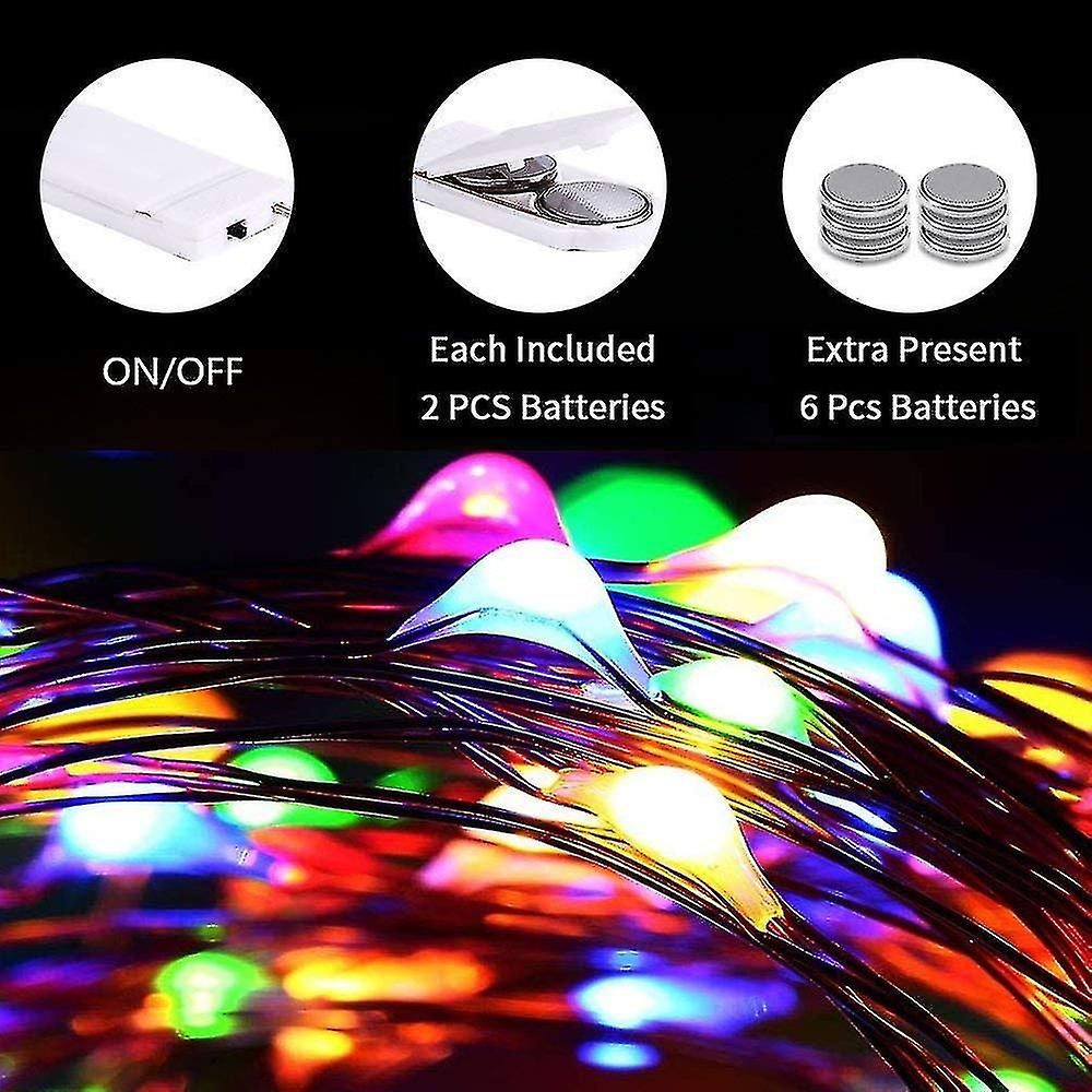 Battery Powered String Lights (included) 2m String Lights In Multicolor Copper Wire - Multicolor(12p