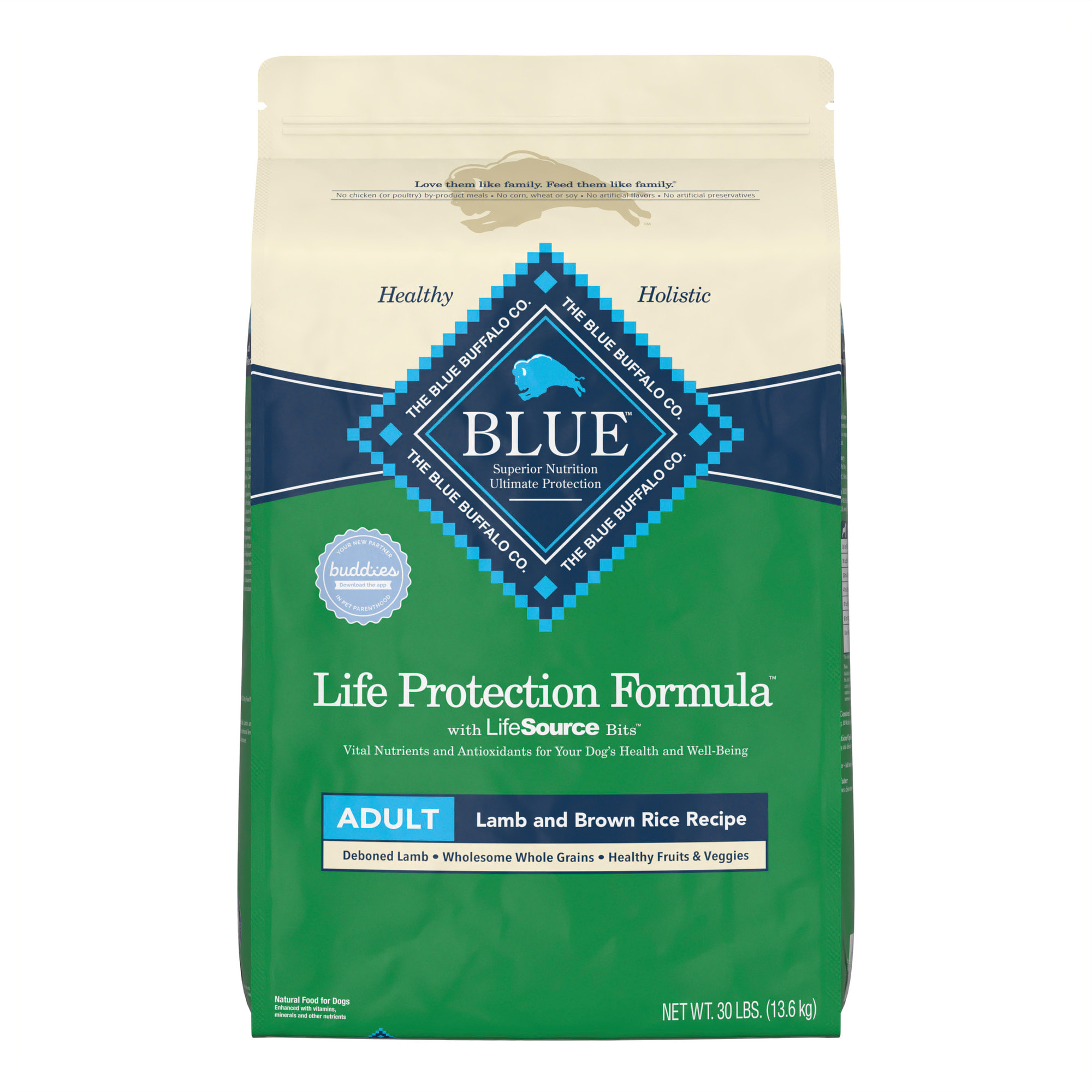 Blue Buffalo Life Protection Formula Natural Adult Lamb and Brown Rice Dry Dog Food， 30 lbs.