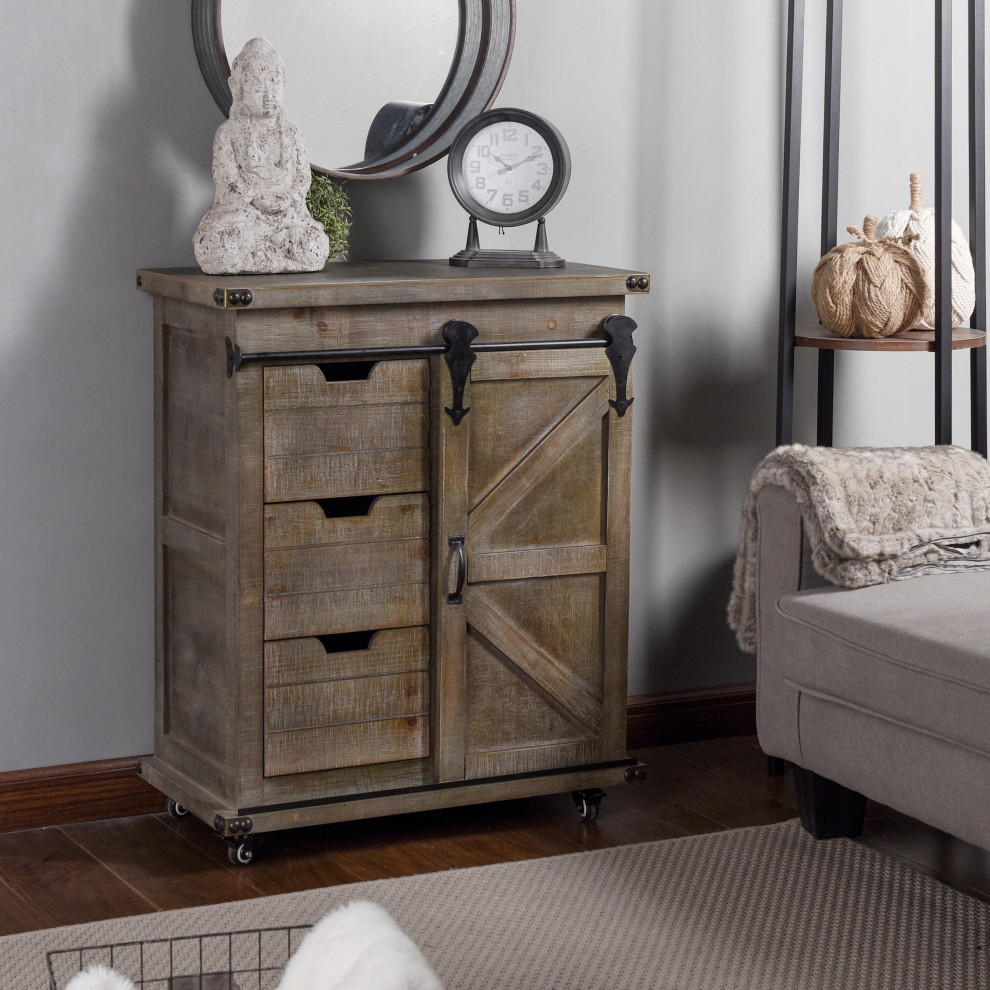 Presley 3 Drawer with Door Side Cabinet   Industrial   Accent Chests And Cabinets   by StyleCraft  Houzz