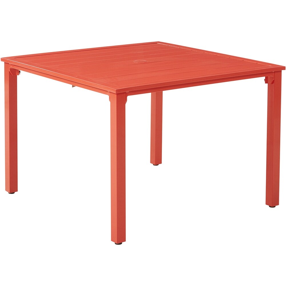 Mod Luna 5 Piece Patio Dining Set in Coral with 4 Slat Dining Chairs and 41 in. Slat Dining Table