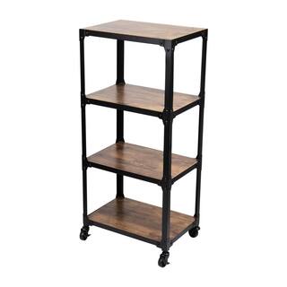 Mind Reader 39 in. x 18 in. x 12 in. 4-Tier Metal with Wood Mobile Utility Cart Black 4TWDMTCART-BLK