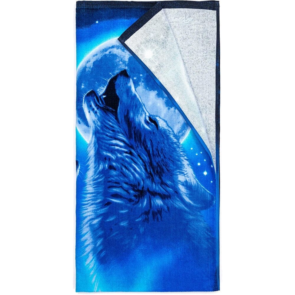 Wolves Howling Moon Super Soft Plush Cotton Beach Towel