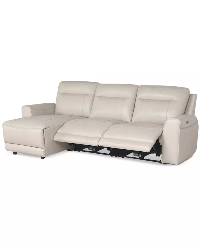 Macy's CLOSEOUT! Blairemoore 3-Pc. Leather Sofa with Power Chaise and 2 Power Recliners