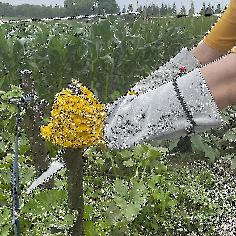 Sleeve Stab-resistant Cow Leather Extended Thick Gardening Gloves With Forearm Protection