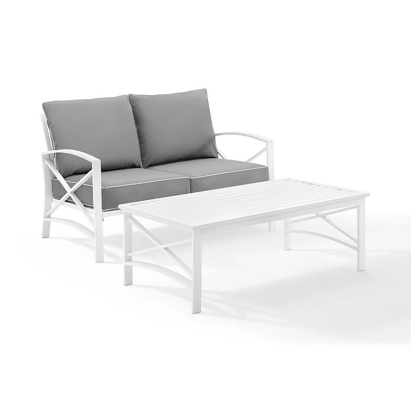 Crosley Kaplan Patio Loveseat and Coffee Table 2-piece Set