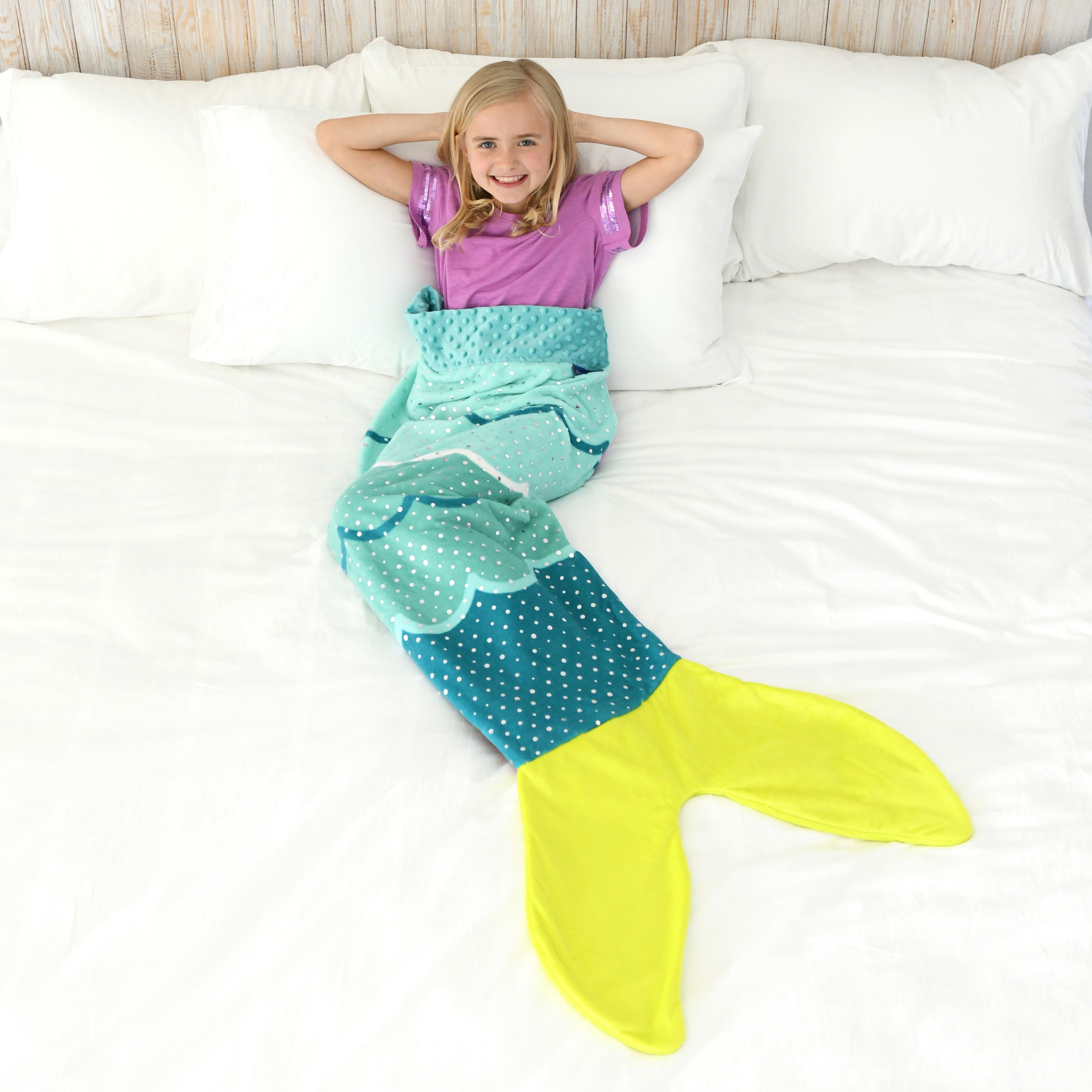 Mermaid Blankie Tail for Kids by Your Zone， Blue and Teal