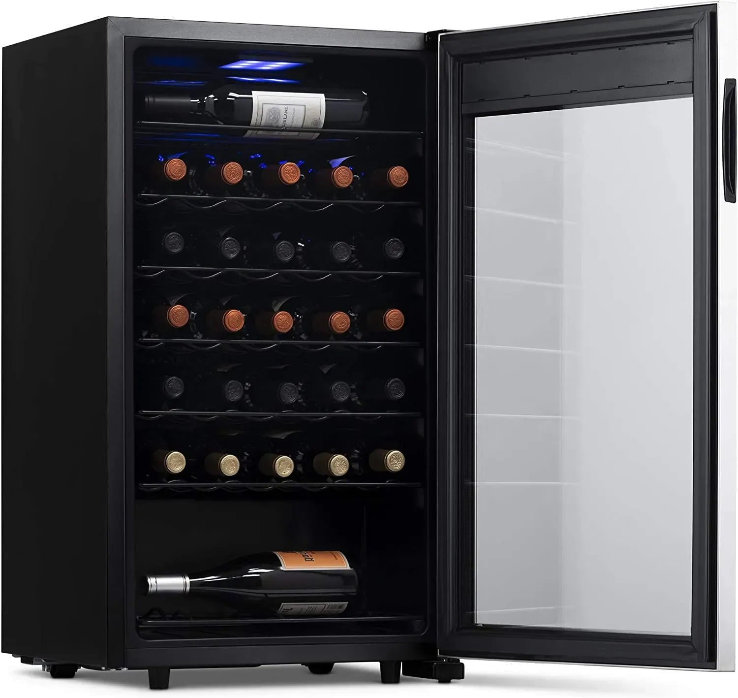 NewAir 33 Bottle Freestanding Compressor Wine Fridge - Stainless Steel