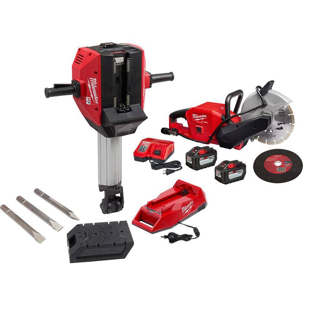 MW MX FUEL Li-Ion Cordless 1-18 in. Breaker Kit with M18 FUEL ONE-KEY 18-Volt Li-Ion Brushless 9 in. Cut Off Saw Kit MXF368-1XC-2786-22HD