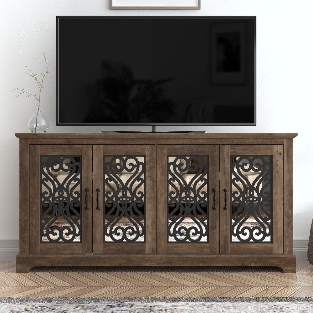 GALANO Calidia 59.1 in. Grey Stone 4 Door TV Stand for TVs up to 65 in.   59.1\