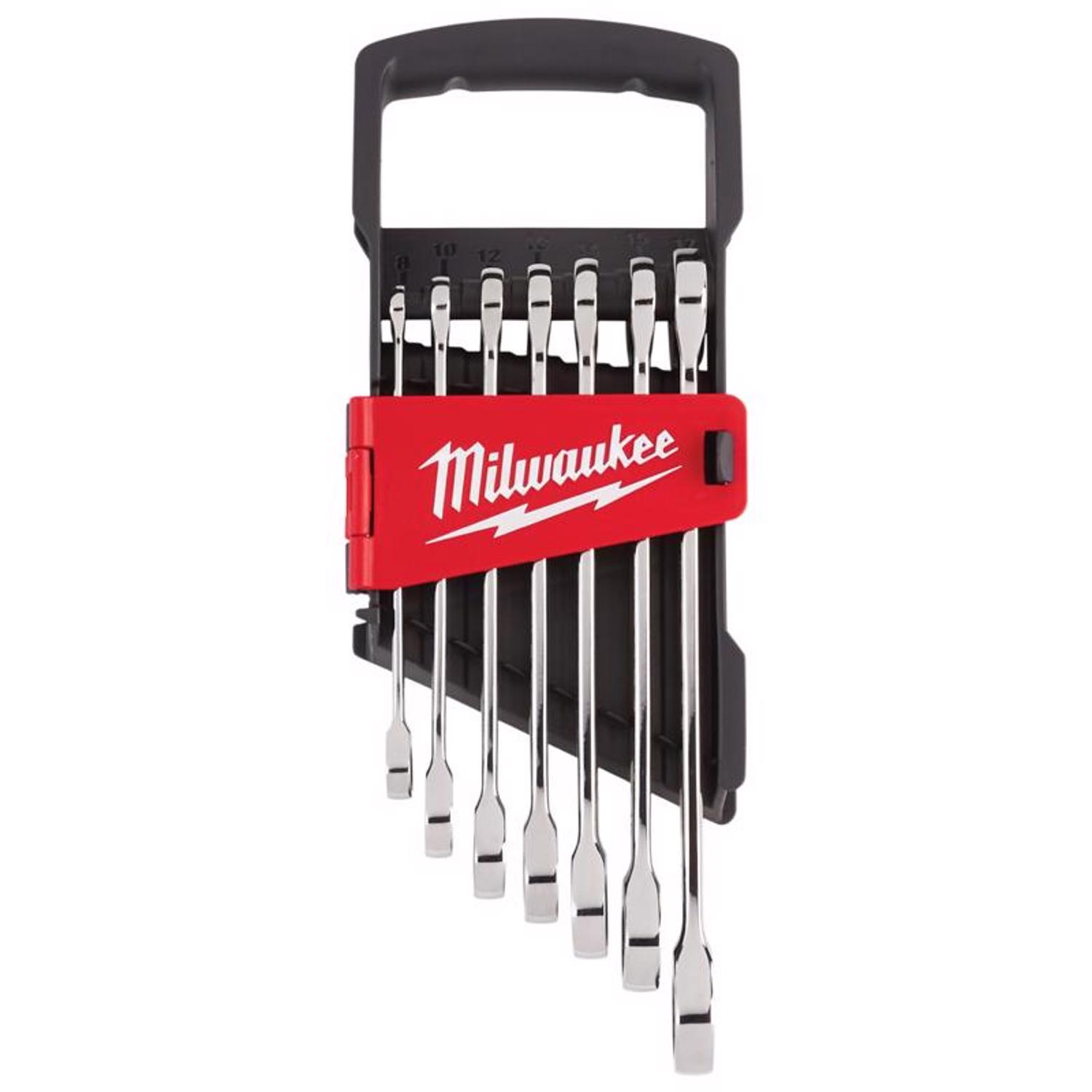 MW Metric Ratcheting Combination Wrench Set 12 in. L 7 pc