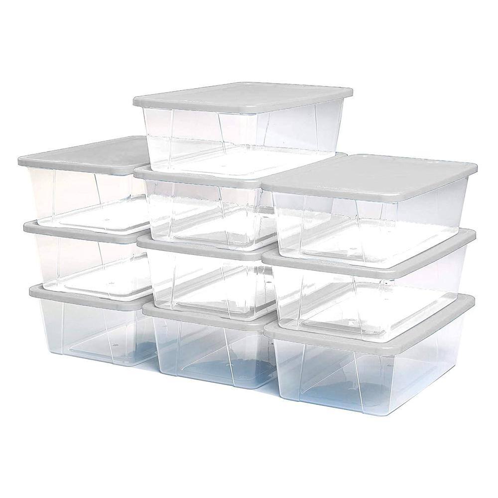 HOMZ 6 Qt. Secure Latching Clear Plastic Storage Container Bin wLid (10-Pack) 3206CLWHDC.10