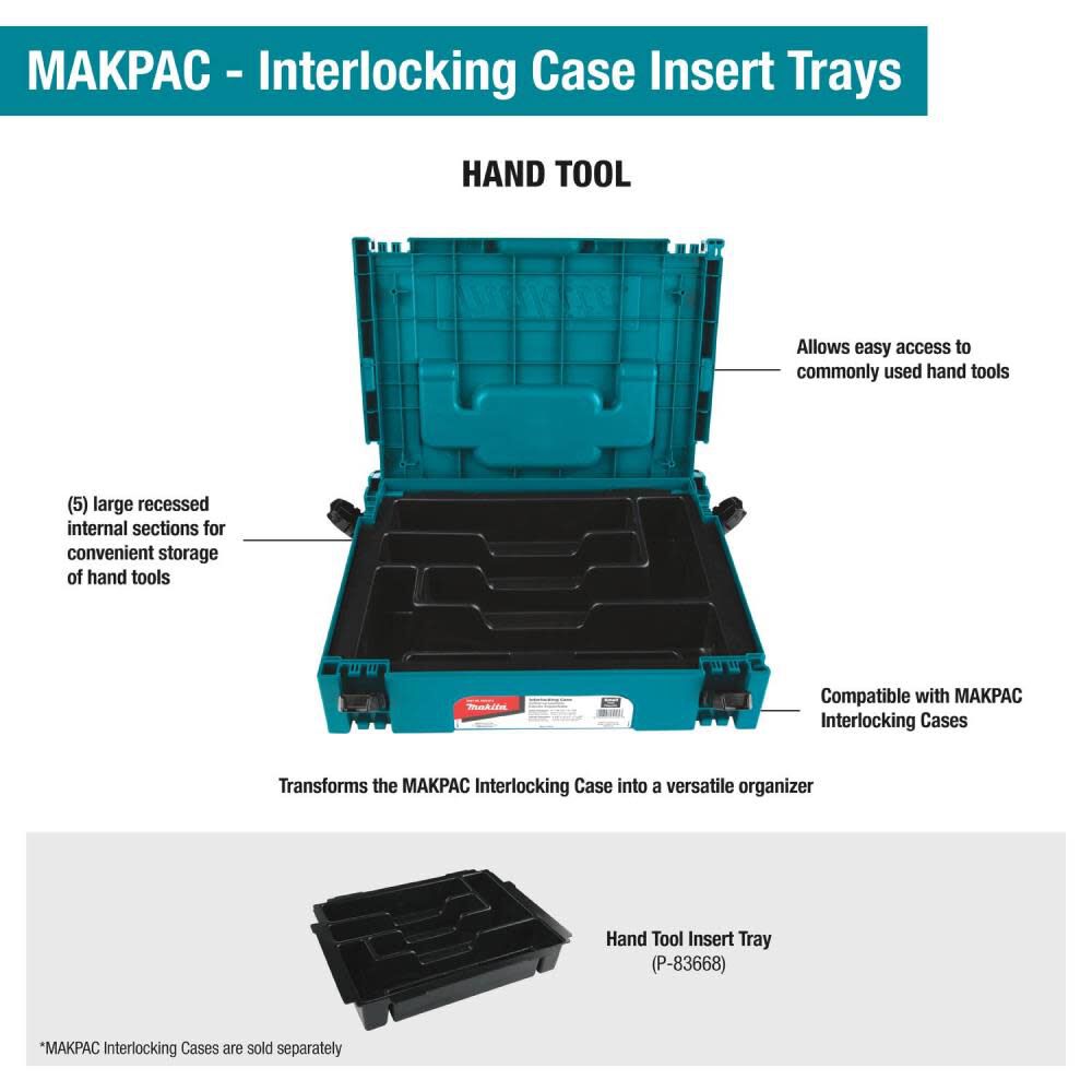 Makita MAKPAC Interlocking Case Hand Tool Insert Tray P-83668 from Makita