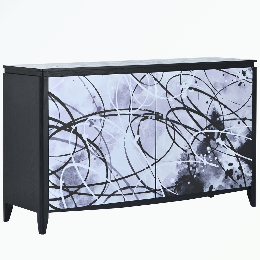 Sideboard Buffet with 2 Decorative Doors  2 Drawers and 4 shelves