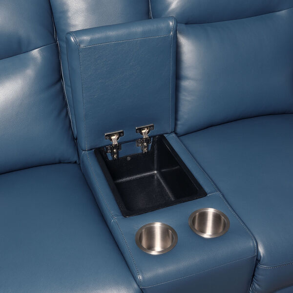 Sansa Ocean Blue Power Reclining Console Loveseat