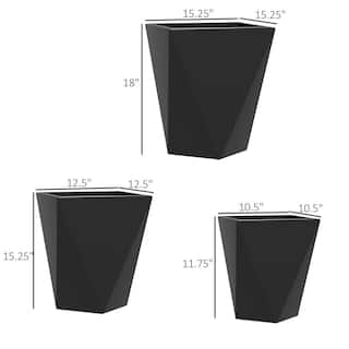 Out sunny 15.25 in. x 15.25 in. x 18 in. Indoor Outdoor Black Magnesium Oxide Stackable Garden Planter (3-pack) 84H-109V01BK