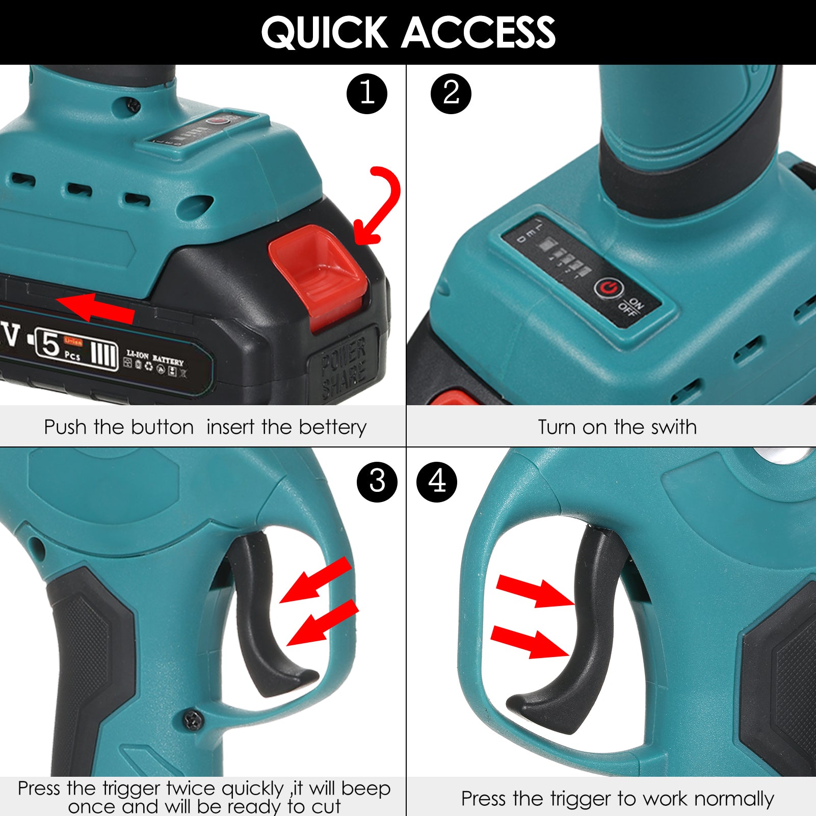 21V Brushless Cordless Electric Pruning Shears 1Pack Backup Rechargeable 2000mah Lithium Battery Powered Tree Branch Pruner Garden Clippers 10~30mm Cutting Diameter 4 Gear Adjustable