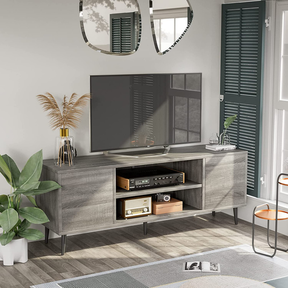 Mid Century Modern TV Stand for 65 Inch TV   Midcentury   Entertainment Centers And Tv Stands   by Imtinanz  LLC  Houzz