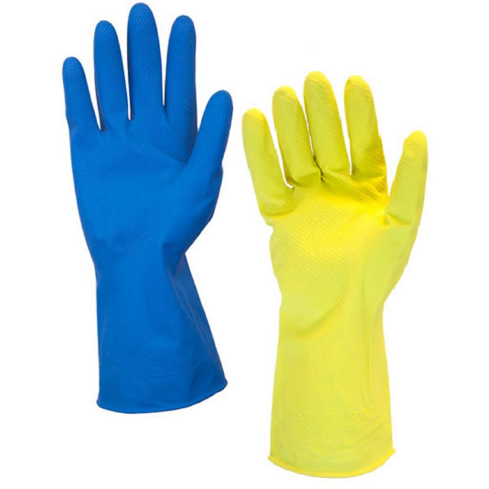 HDX HDX 2-Pair 2-Color Yellow and Blue SMD Latex Reusable Gloves (2-Pairs) R-GRFYB-SMD-2