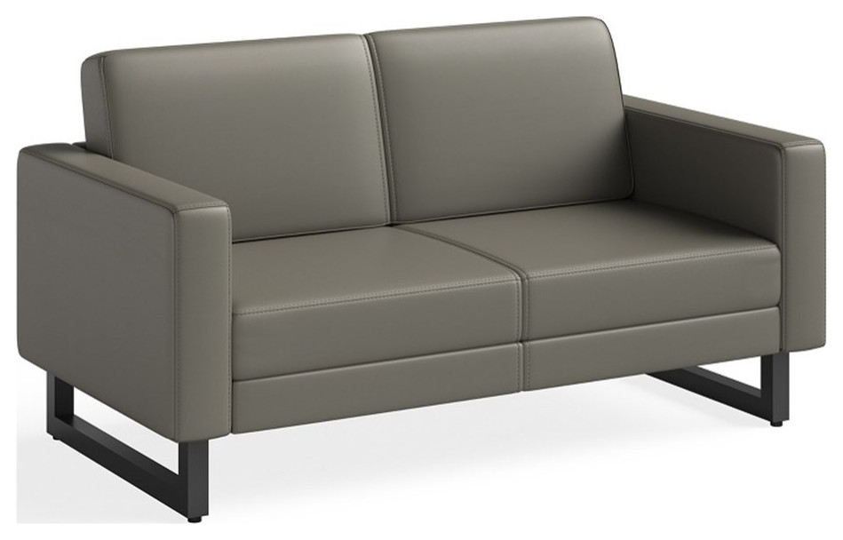 Safco Contemporary Lounge Settee Gray Vinyl Metal Mirella Legs   Transitional   Loveseats   by Homesquare  Houzz