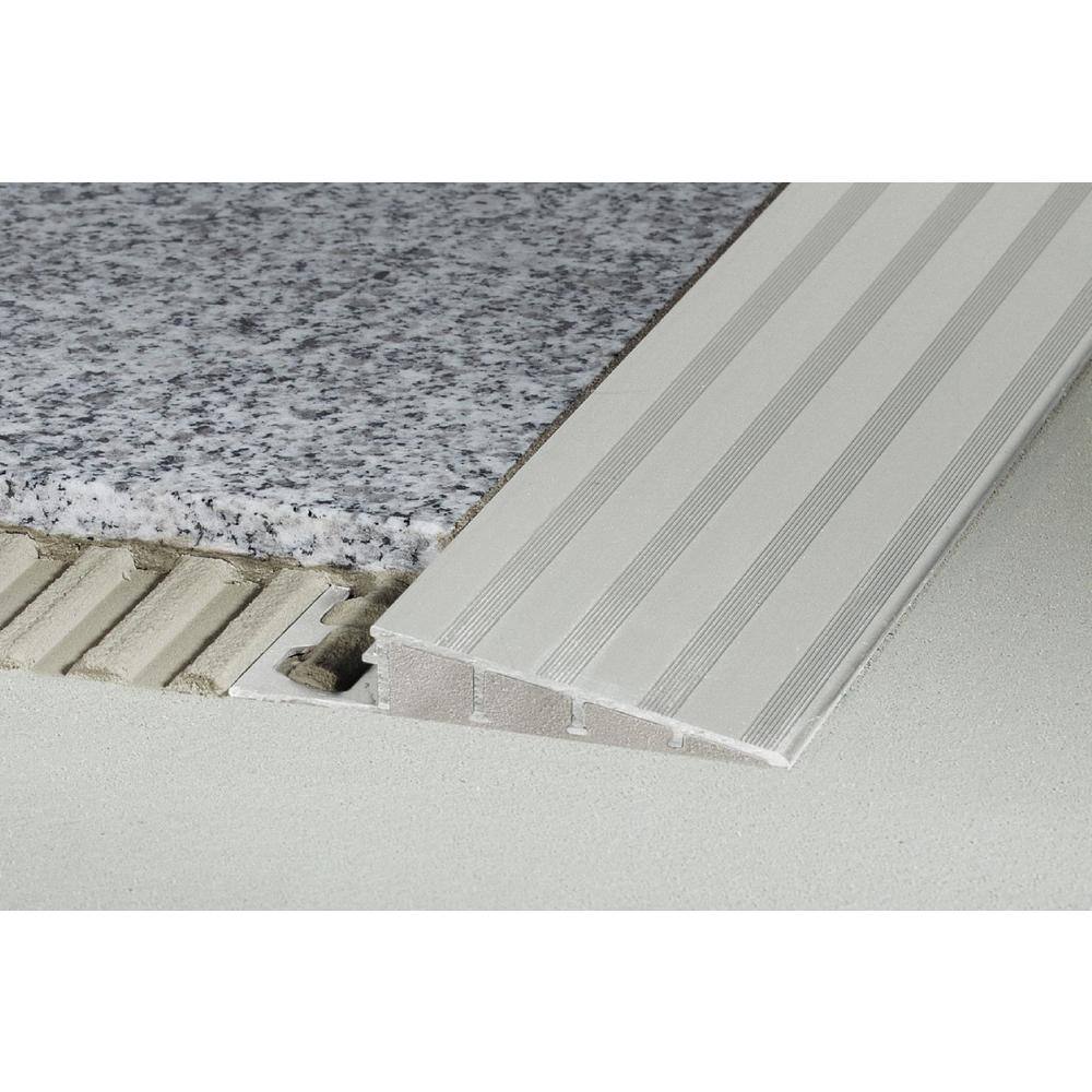 Schluter Systems Reno-Ramp Satin Anodized Aluminum 38 in. x 8 ft. 2-12 in. Metal Reducer Tile Edging Trim AERP100B65