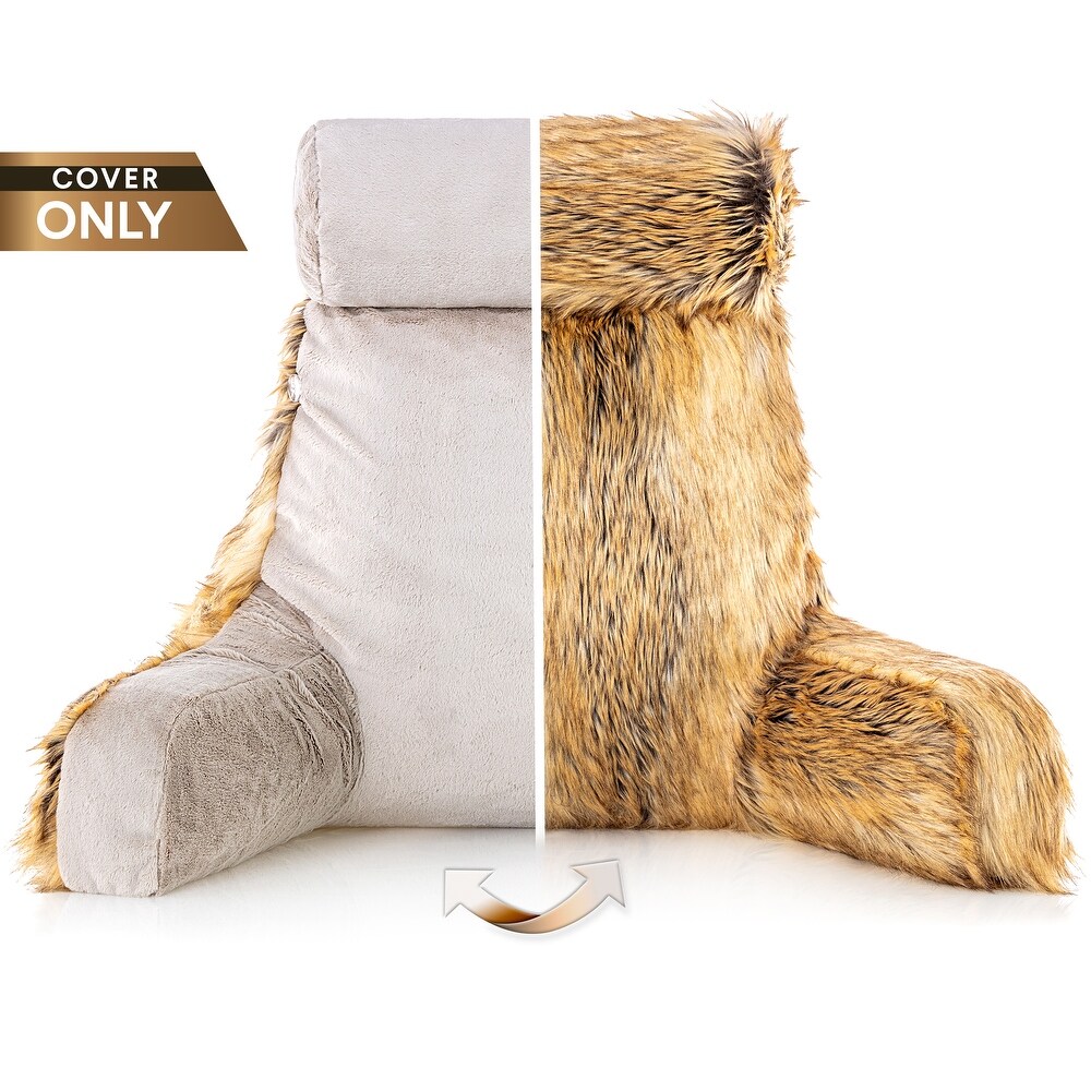 Medium Husband Pillow Cover Only   Ultra Rare Baby Backrest Cover Set  2 tone Reversible Double Sided Fabulous Faux Fur