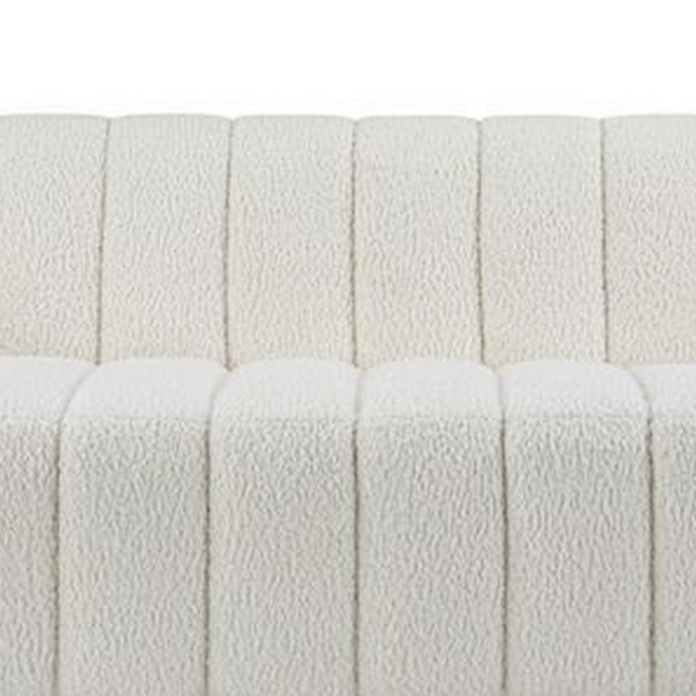 Sofa With Textured Fabric And Vertical Channel Tufting  White   Transitional   Sofas   by VirVentures  Houzz