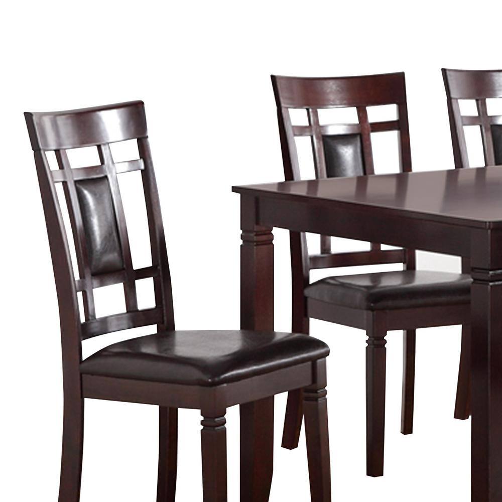 Benjara Modish Espresso Brown Rubber Wood 7 Piece Dining Set BM167136