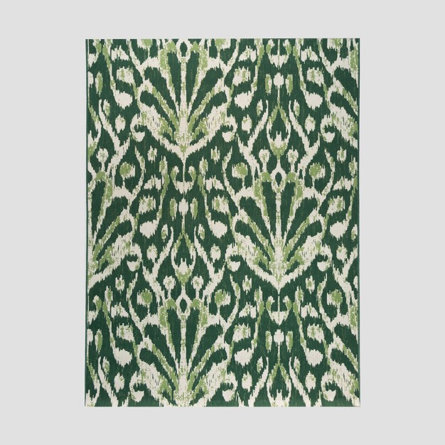 5 x27 3 quot x7 x27 Peacock Ikat Outdoor Rug Green