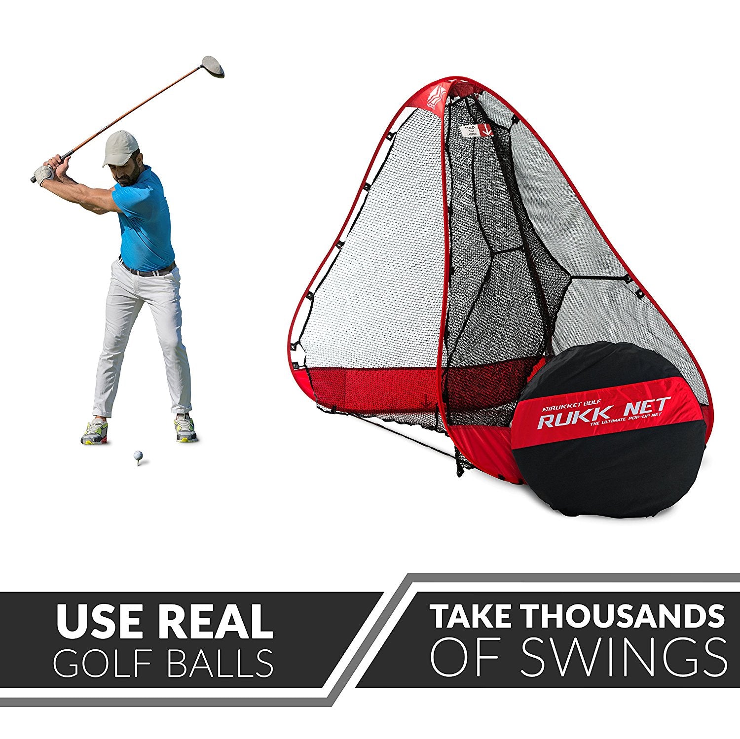 Rukknet: The Original Rukket Sports Pop-up Golf Net with Ball Return Feature， 10x7x5