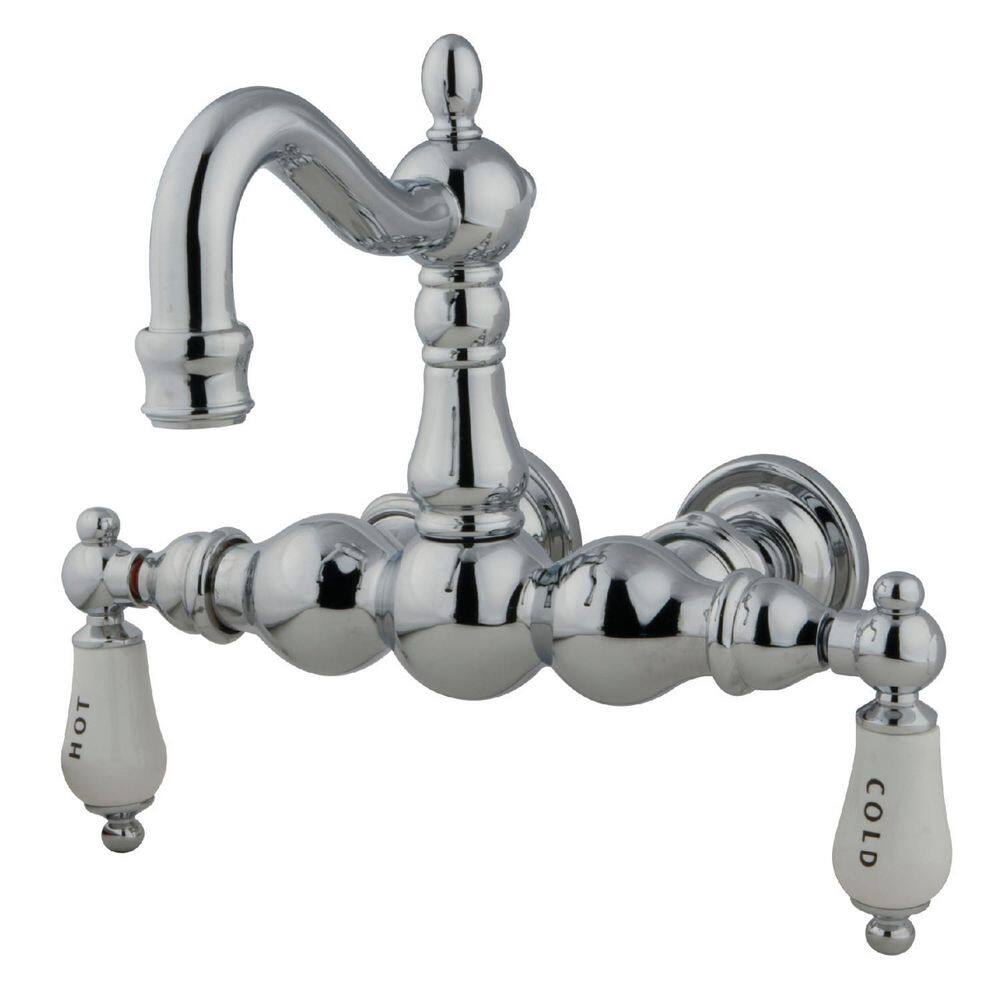 Kingston Brass Vintage 2-Handle Wall-Mount Clawfoot Tub Faucets in Polished Chrome HCC1004T1