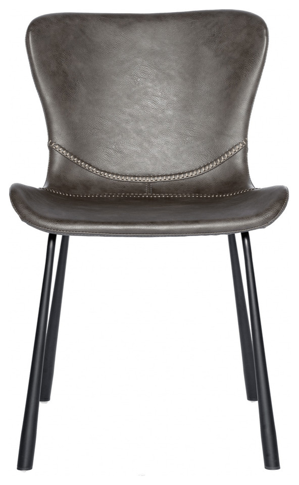 Set of Two Dark Gray Faux Faux Leather Side Chairs   Contemporary   Dining Chairs   by HomeRoots  Houzz